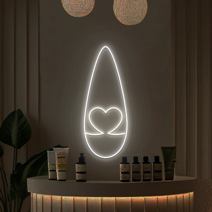 Heart Tips Nail Neon Sign in White color