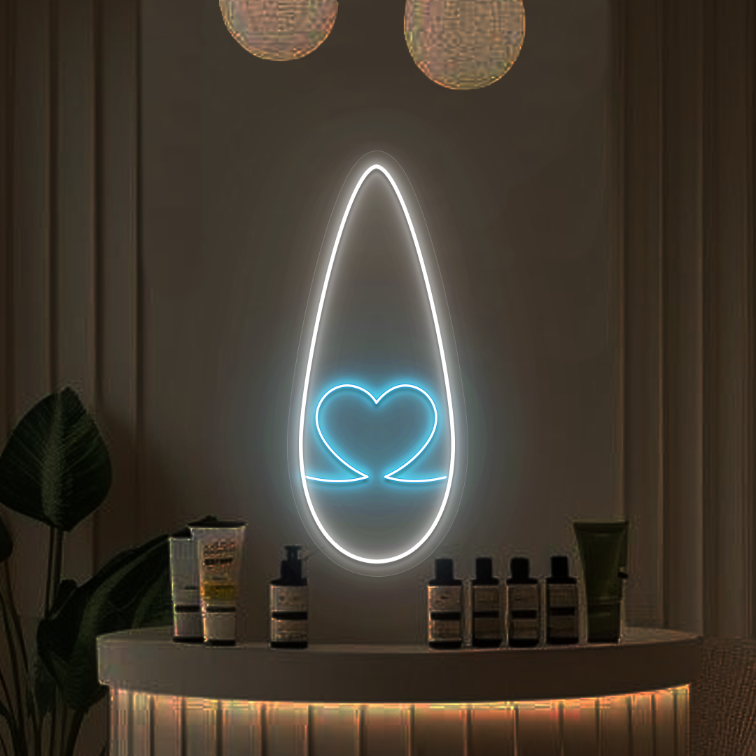 Heart Tips Nail Neon Sign in Iceblue color