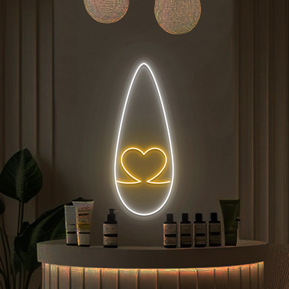 Heart Tips Nail Neon Sign in Orange color