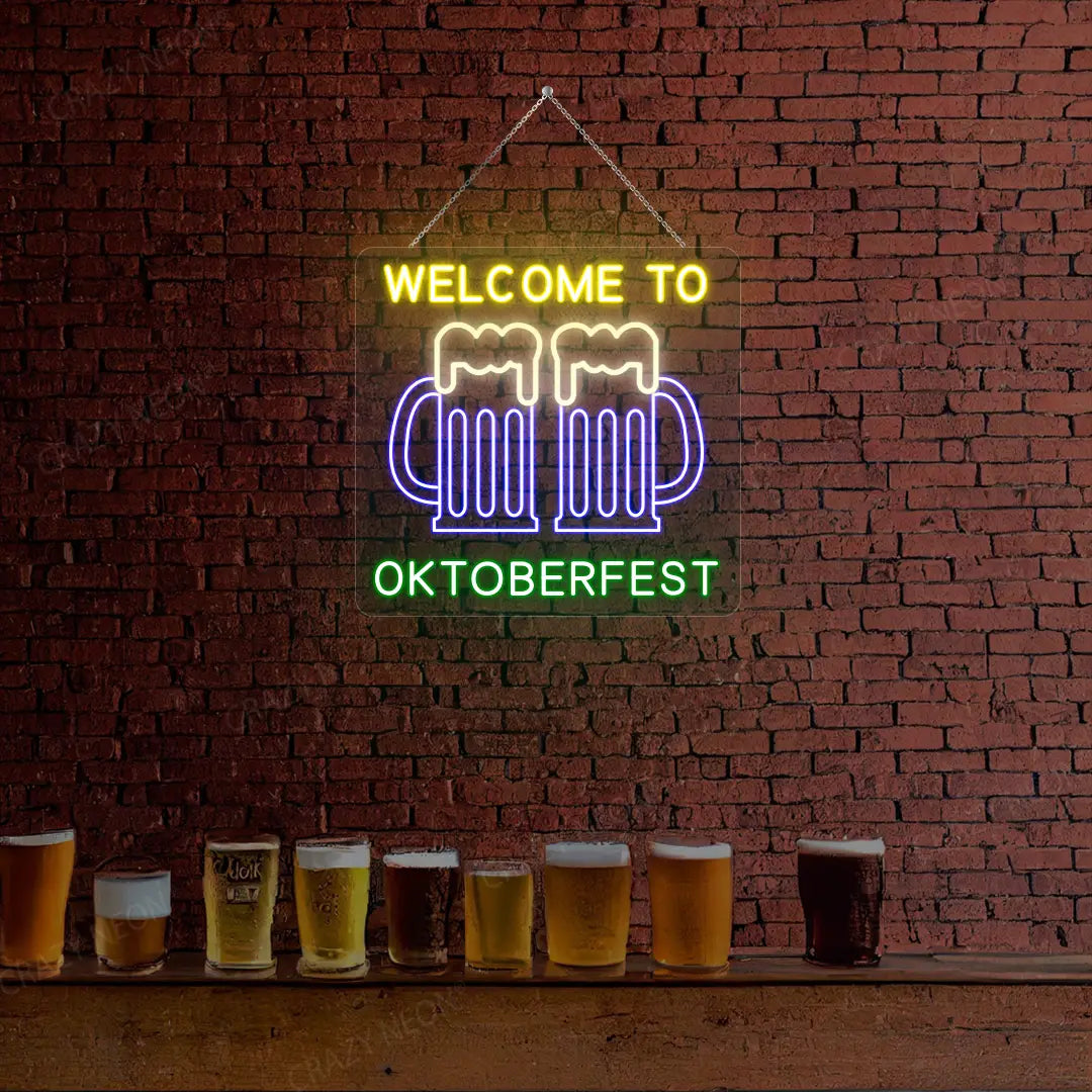 Welcome to Octoberfest Neon Sign |  Blue