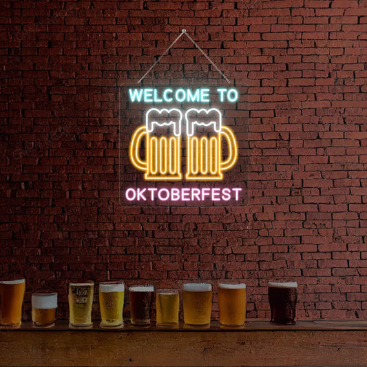 Welcome to Octoberfest Neon Sign | Orange