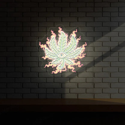 Trippy Weed Leaf Neon Artwork | Warwhite