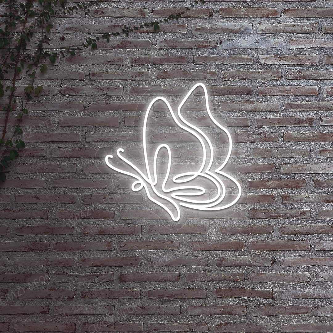 Elegant Butterfly Neon Sign | White