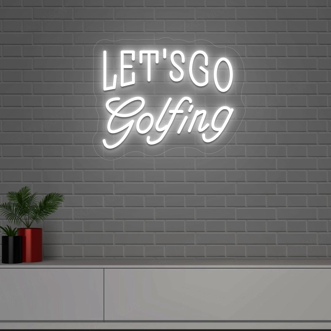 Let's Go Golfing Neon Sign | White