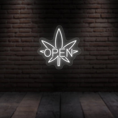 Weed Open Neon Sign | White