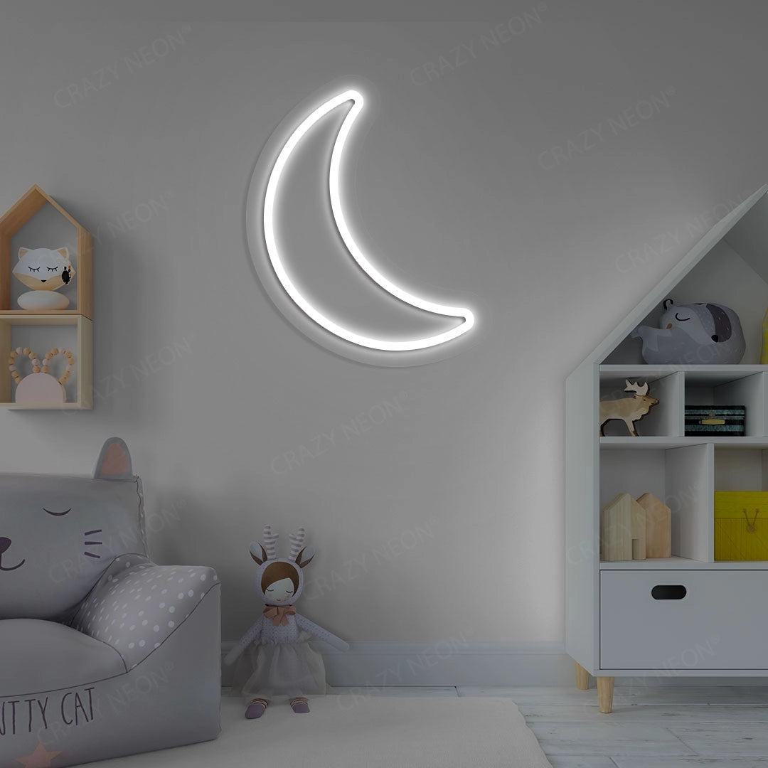 Moon Neon Sign | White