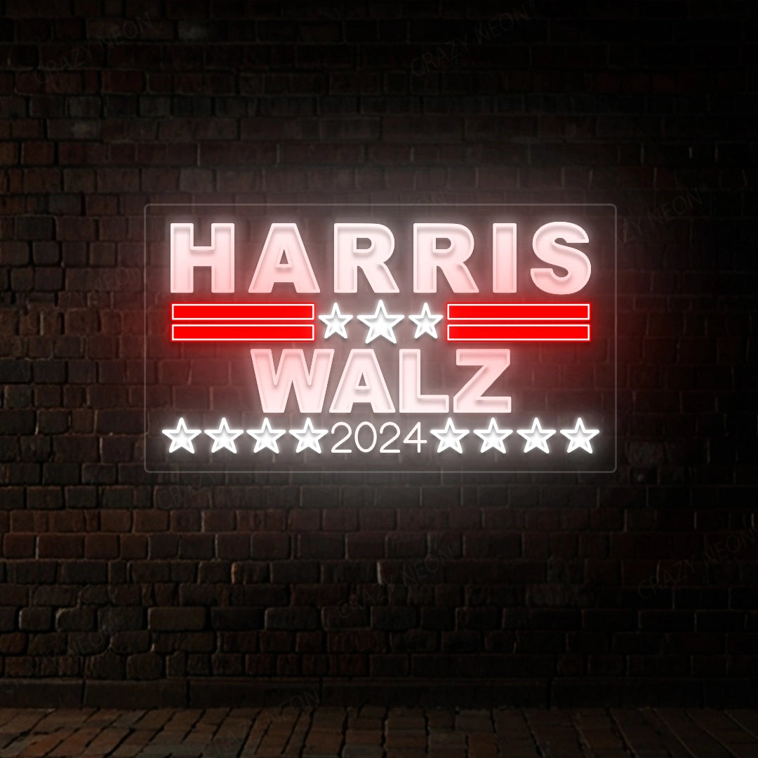 Harris Walz 2024 Political Neon Sign