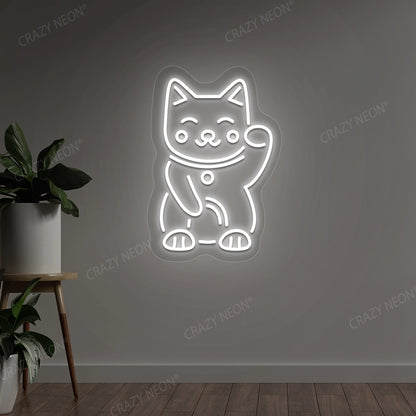 Charming Cat Neon Sign | White