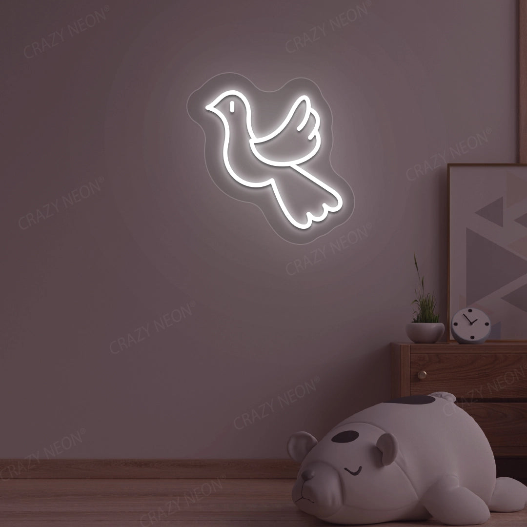 Dove Bird Neon Sign | White