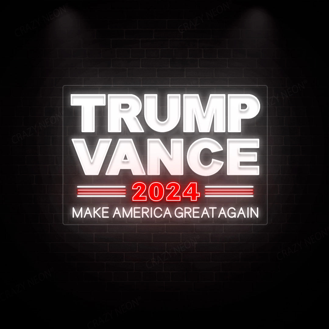 Trump Vance Political Neon Sign | White 