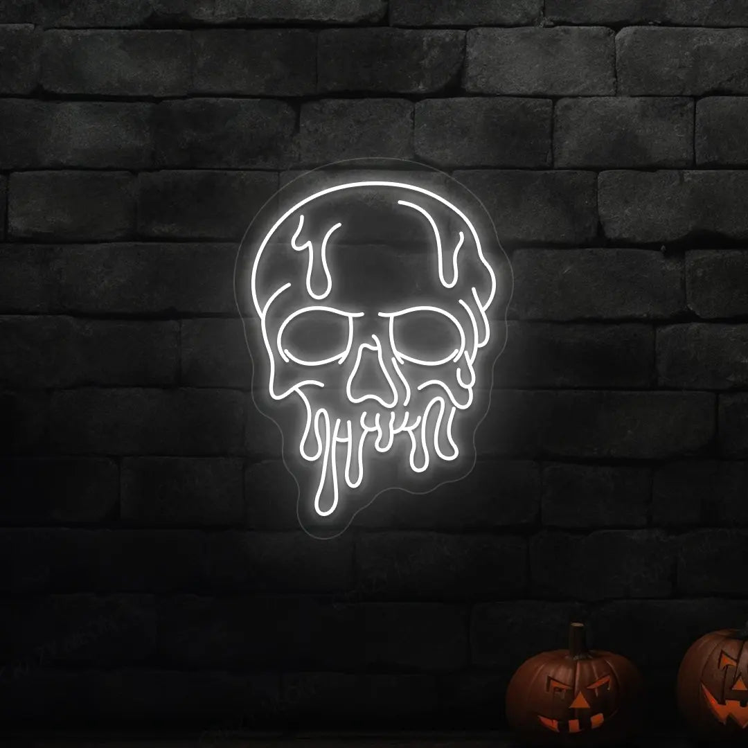 LED Skull Neon Sign | White