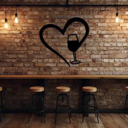 Wine Heart Metal Sign