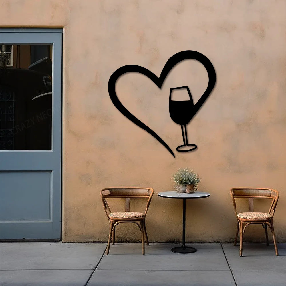 Wine Heart Metal Sign