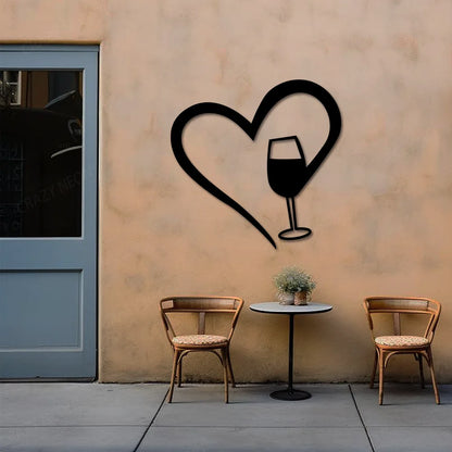 Wine Heart Metal Sign