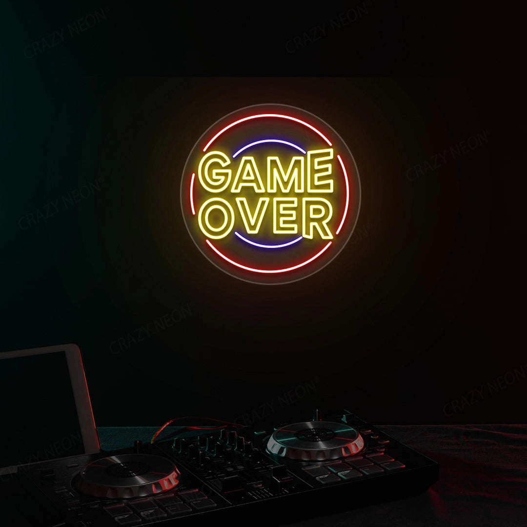 Cool Game Over Neon Sign | Yellow