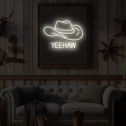 Yeehaw Cowboy Hat Neon Sign | Warmwhite