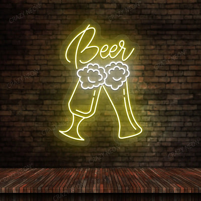 Beer Glass Multicolor Neon Sign | Yellow