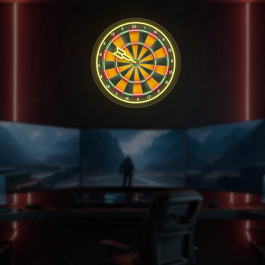 Green n Red Dart Board Neon Sign | Yellow