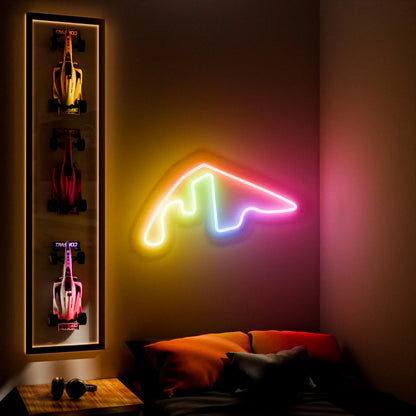 RGB Flow Red Bull Ring Spielberg Austria Grand Prix Circuit LED neon wall sign in yellow, red, and blue
