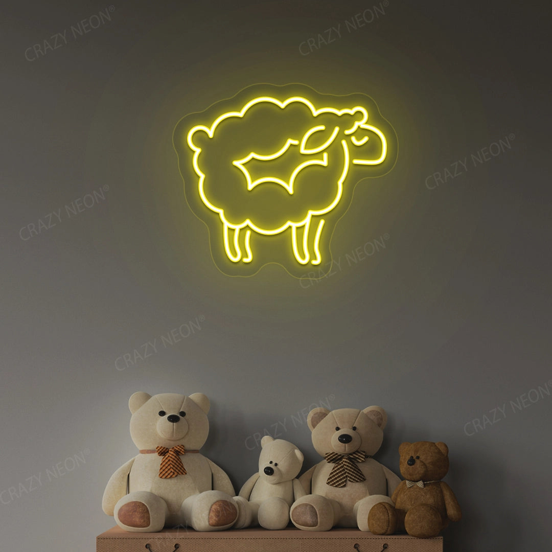 Sheep Icon Neon Sign | Yellow