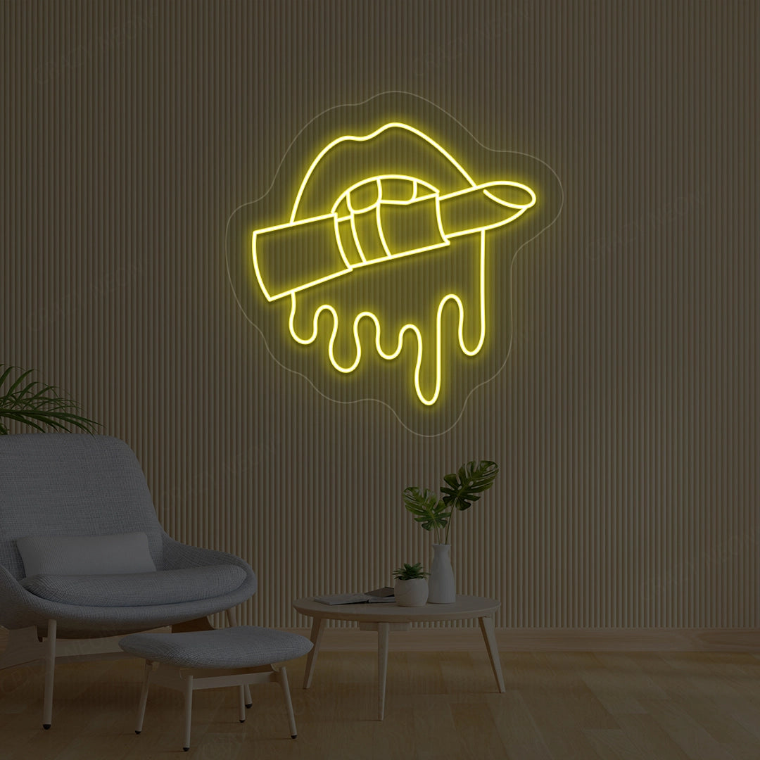 Lipstick Makeup Artist Neon Sign | Yellow