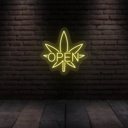 Weed Open Neon Sign | yellow