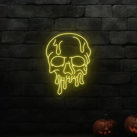 LED Skull Neon Sign | Yellow