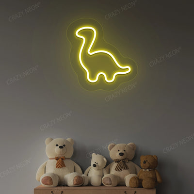 Cute Dinosaur Neon Sign | Yellow