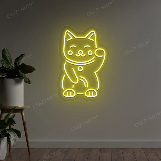 Charming Cat Neon Sign | Yellow