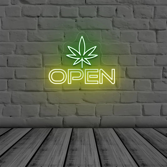 Weed Open Sign | Yellow