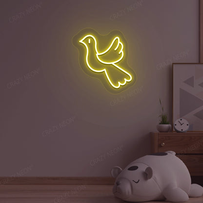 Dove Bird Neon Sign | Yellow