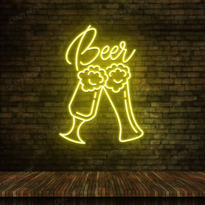 Beer Glass Multicolor Neon Sign | Yellow