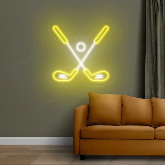 Golf Stick and Ball Neon Sign |  Yellow