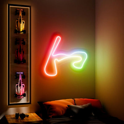 RGB Flow Dutch Grand Prix Circuit LED neon wall sign in red, yellow, and blue lights
