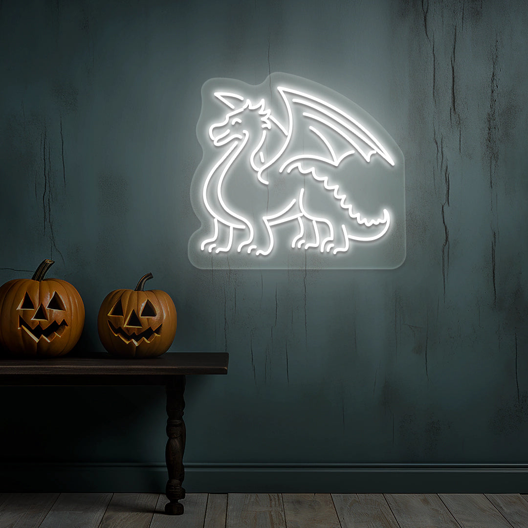 Dragon Neon Sign | White