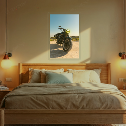 Night Rider Halo Bike Neon Artwork | Yellow