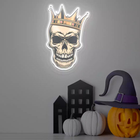 King Skull Neon Artwork | White