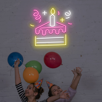 Cake Slice Neon Sign | Pink