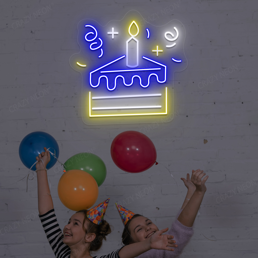 Cake Slice Neon Sign | Blue