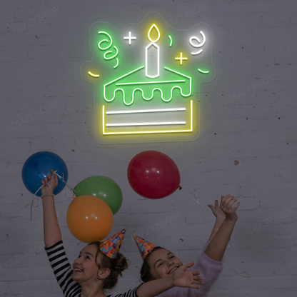 Cake Slice Neon Sign | Green