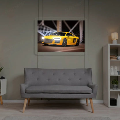 Yellow R8 Headlight Neon Artwork | White