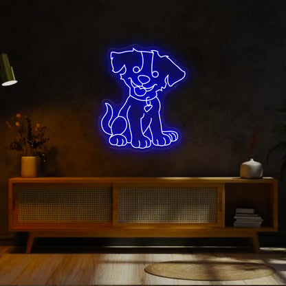 Happy Pup Neon Sign | Blue