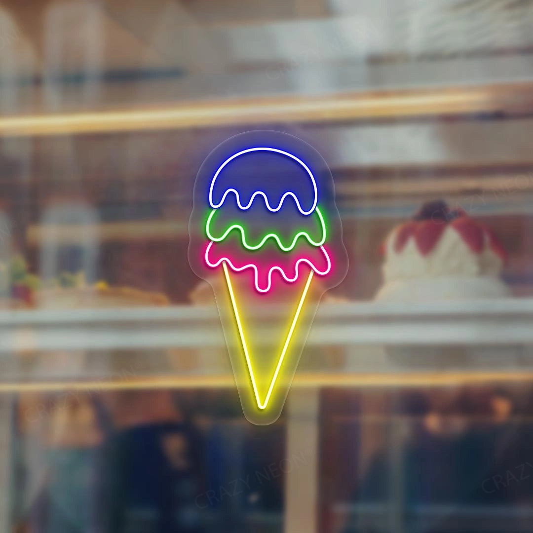 Multicolor Ice Cream Cone Neon Sign