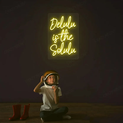 Delulu is the Solulu Neon Sign | Yellow