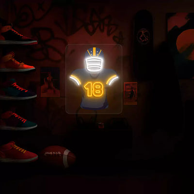 Denver Manning 18 Jersey Football Neon Artwork