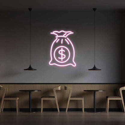 Dollar Bag Neon Sign | Pink 