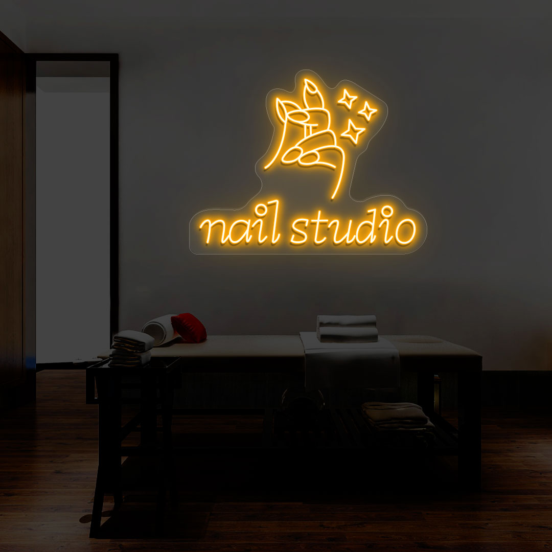 Nail Studio With Hand Neon Sign | CNUS014402 | Orange