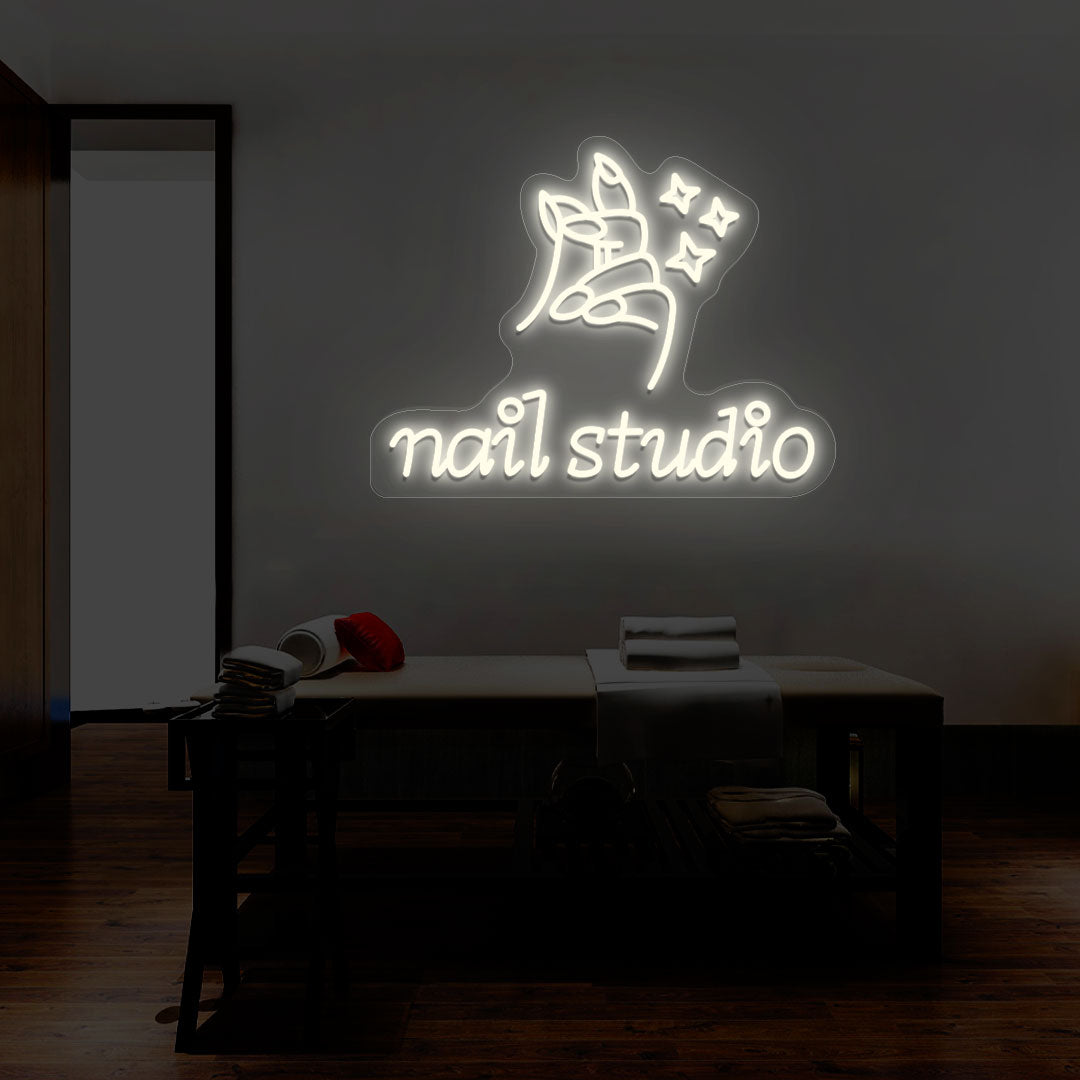 Nail Studio With Hand Neon Sign | CNUS014402 | Warmwhite