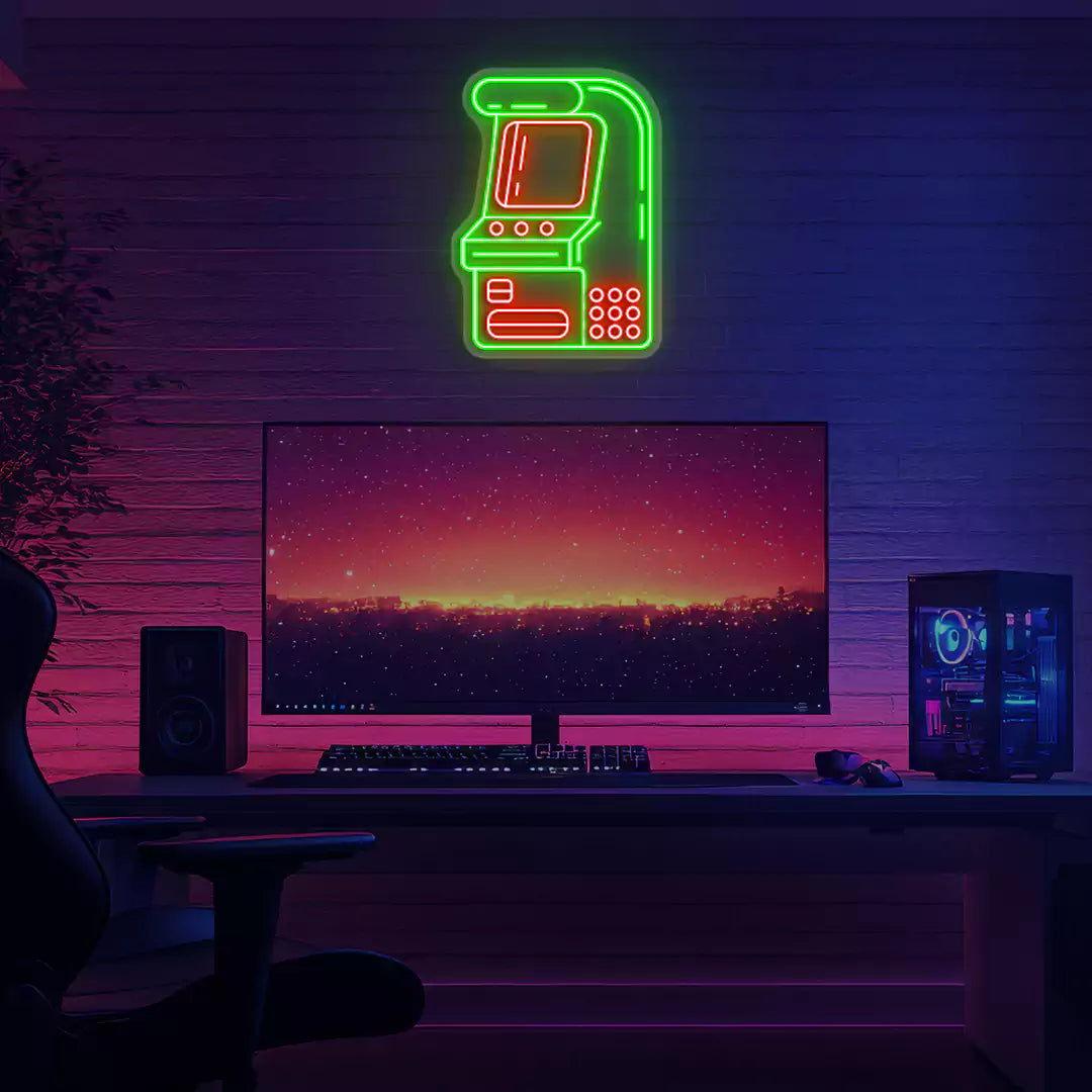 Retro Arcade Machine Neon Sign