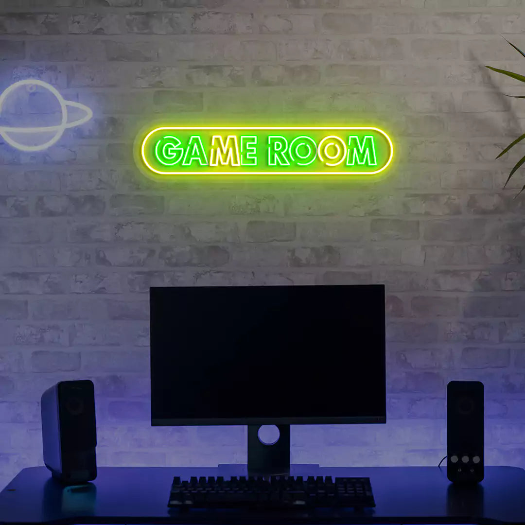 Capsule Game Room Neon Sign in Green color